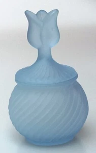 "Tarro votivo cubierto de velas Partylite azul satinado esmerilado flor de tulipán 5,5" - Imagen 1 de 8