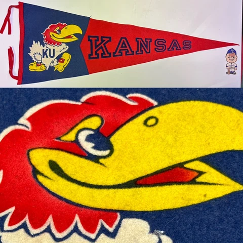 Vintage Kansas Jayhawks University Rock Chalk 12x32 Pennant Cover