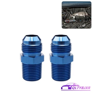 2Pcs 10AN AN10 Male Flare to 1/2" NPT Pipe Thread Fitting Adapter Aluminum Blue - Picture 1 of 14