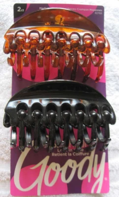 2 Goody Classic Medium Black Tortoise Spider Octopus Plastic Jaw Claw Clips 2.5" - Image 1 of 4