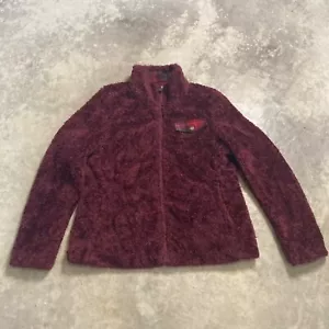 Pendleton Jacket Womens Large Red Deep Pile Fuzzy Sherpa Full Zip Teddy Fleece - Picture 1 of 14