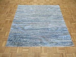 6 x 6 Square Hand Knotted Blue Modern Gabbeh Oriental Rug With Silk G9581 - Picture 1 of 11