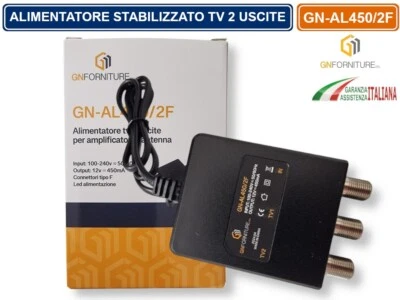 ALIMENTATORE STABILIZZATO TV PER ANTENNA 1 INGRESSO 2 USCITE DC 12V 450mA - Immagine 1 di 4