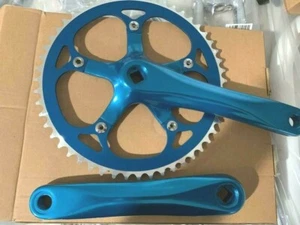 Blue Bicycle Crank Set Alloy 52T x 175MM Track MTB Fixie for Single Speed Bikes - Picture 1 of 2