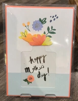 MOTHERS DAY CARD— 3D PASTEL FLOWERS IN VASE— NEW - Image 1 of 2