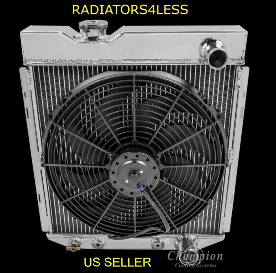 CHAMPION 3 ROW ALUMINUM RADIATOR W/ 16" FAN 65 66 FORD MUSTANG COMET FALCON - Image 1 of 2