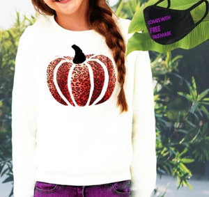 Kürbis Sweatshirt Halloween Thanksgiving Oberteil Mädchen weiß Fleece Öko Sweat  - Bild 1 von 2