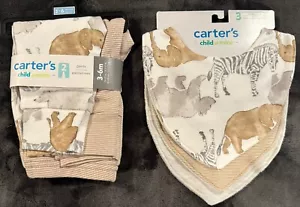 Carter's 2-Pk Safari Pants & 3-Pk Bandana Bibs, Baby Boy 3-6M NEW - Picture 1 of 22
