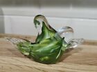 Beautiful Green Valletta Glass Love Birds Paperweight Signed At Base