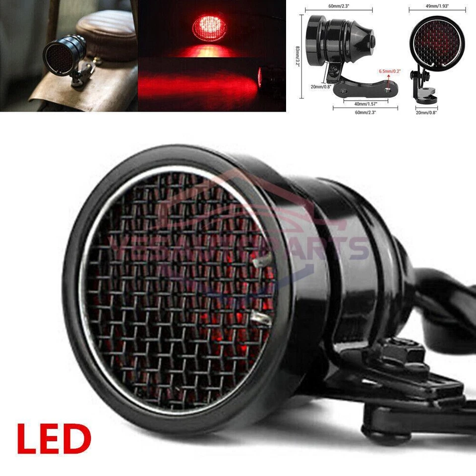 Aluminum Motorcycle Dirt Bike Retro Grid LED Stop Brake License Plate Tail Light - Изображение 1 из 4