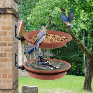 2Pcs Deck Bird Feeder Bird Bath Tray Wall-Mounted Large Outdoor Bird Feeder Bowl - Picture 1 of 9