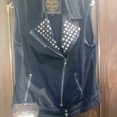 Milwaukee Performance Ropa Chaleco Mujer XLG Jean Negro Tachonado Chaleco Motociclista Punk  Foto 1 de 4