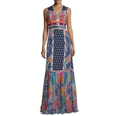 VESTIDO MAXI DE SEDA DIANE VON FURSTENBERG RARO AMABELLE FLOWER POWER TALLA 6 USADO EN EXCELENTE ESTADO Foto 1 de 4