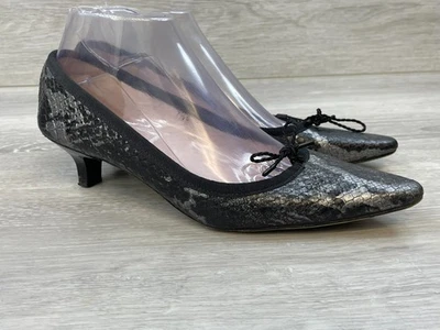 Paul Mayer Attitudes Mujer 7.5 Negro Zapatos de salón Cuero Tacón Piel de serpiente Punta Foto 1 de 4