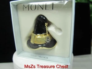 MONET "WITCH HAT" with Hanging Spider Enamel Keepsake Trinket Box *NEW IN BOX* - Picture 1 of 10