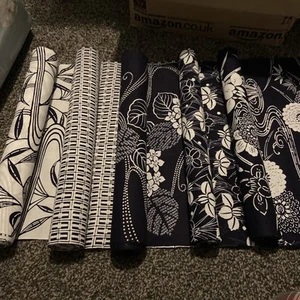 5 x part Rolls of Vintage Japanese Kimono cotton Fabric 14” wide - Picture 1 of 11