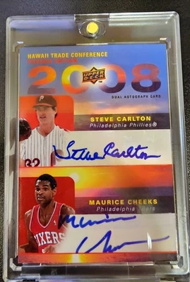 2008 Upper Deck Hawaii Conference Dual Auto Steve Carlton & Maurice Cheeks - Image 1 of 2