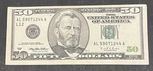 Series 1996 ~ San Francisco $50 Fifty Dollar Bill Note FRN ~ AL59071244A ~ - Picture 1 of 2