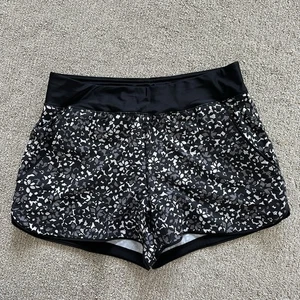 Pantaloncini da bagno Lands’ End donna 12 neri bianchi floreali attivi foderati tasche - Foto 1 di 6