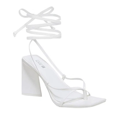 Bar III 女式 Auroraa 系带绑带丁字鞋凉鞋白色 8 1/2 码 — 第 1/4 张图片