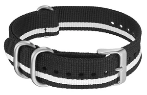 Wrist Watch Band M Watch By Mondaine Ltd Fabric Band Black White 20mm FN0620.20Q - Picture 1 of 1