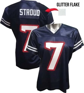 Custom Womens Blinged Football NAVY Jersey,ANY NAME,CJ Stroud, Houston, Any Name - Picture 1 of 4