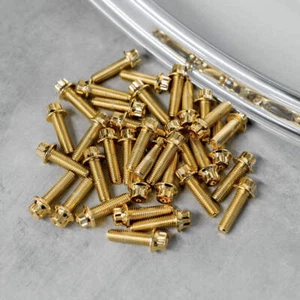 140x M7 24mm Gold Vergoldet 2tlg Felgen Schrauben BBS RM LM OZ RH Zwei teilige - Picture 1 of 2
