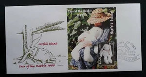 1999 Norfolk Island Year of the Rabbit  FDC with 95c minisheet - Bild 1 von 2