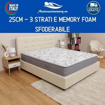 Materasso Memory LA ROSA DEI VENTI Alto 25cm 3 strati Sfoderabile e detraibile. - Immagine 1 di 4