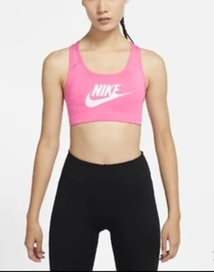 Nike Women’s Dri-FIT Swoosh Padded Medium Support Sports Bra (Pink) - Picture 1 of 2