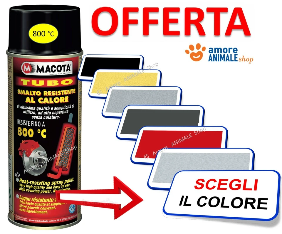 Macota TUBO ALTE TEMPERATURE 800 °C → Vernice Spray Pinze Freni Marmitte Tuning - Immagine 1 di 1
