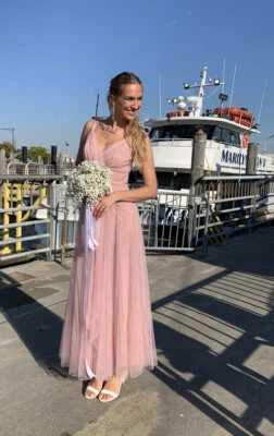 Maxi Vestido Ever Pretty Talla 8 Rosa Claro Gasa Sin Mangas Foto 1 de 4