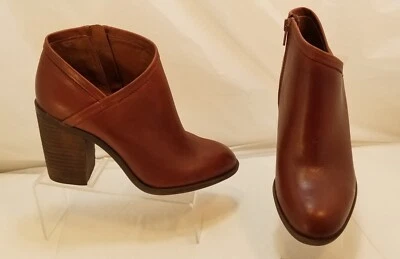 Botas al tobillo Lucky Brand para mujer Salza botines tacones cuero borgoña cremallera EE. UU. 7 Foto 1 de 4