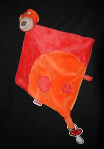 🦁Doudou plat lion NATTOU rouge orange attache tétine Léon Löwe TTBE - Picture 1 of 1
