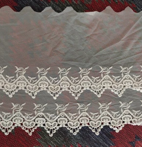 3 Yards 12" Wide White Tulle Lace/2 Layers Cotton Flower-Bridal Wedding xh239 - Picture 1 of 2