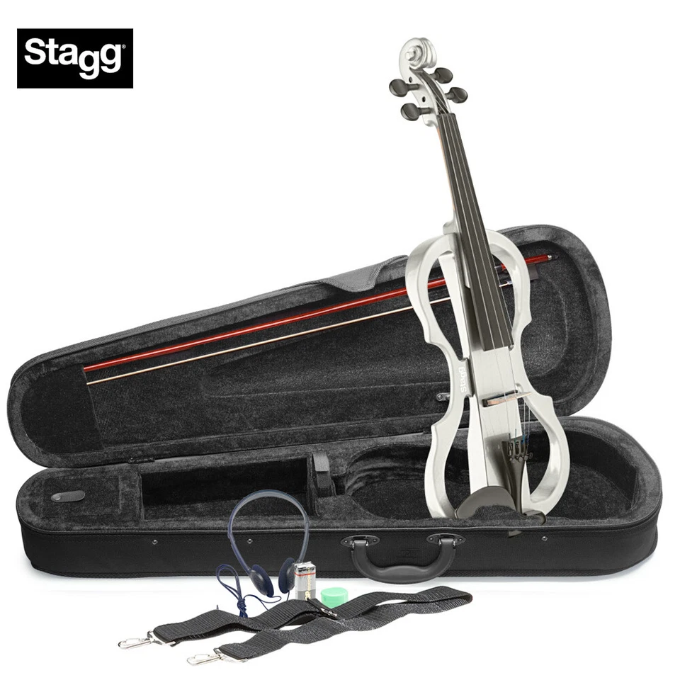 Stagg EVN X 4/4/WH WHITE Electric Violin Package W/Case, Headphones & MORE - Image 1 of 1