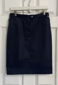 Aquascutum London Knee-length Pencil Skirt Size 8 Navy Blue Nautical - Picture 1 of 9