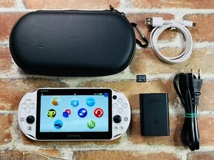 PS Vita Glacier White PCH-2000 SONY PlayStation Japan Tested Case 8GB Charger Ex - Picture 1 of 24
