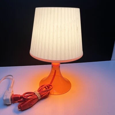 Ikea LAMPAN Table/Bedside Lamp White Shade Orange Transparent Base - Image 1 of 3