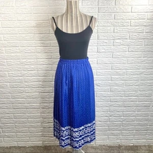 Falda midi plisada vintage Andrea Gayle azul blanco talla 10 estampado de lunares - Imagen 1 de 7