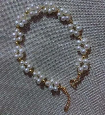 Encantador Brazalete de Perlas Akoya Blancas AAA+ 3-4mm Oro Relleno 14k Ajustable  Foto 1 de 4