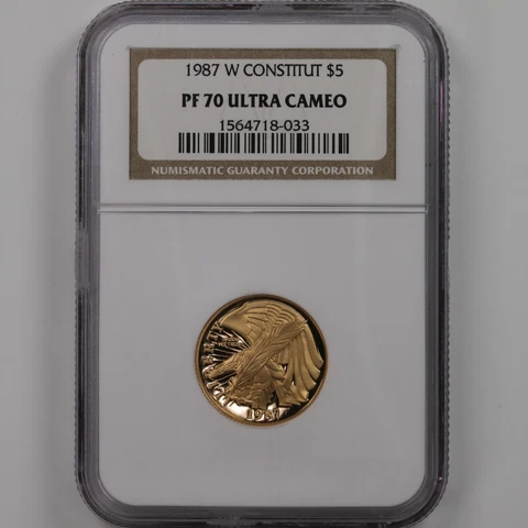1987-W Constitution $5 NGC Certified PF70 Ultra Cameo Cover
