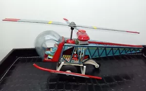 Helicóptero de fricción vintage juguete de hojalata de los Alpes hecho en Japón - Imagen 1 de 13