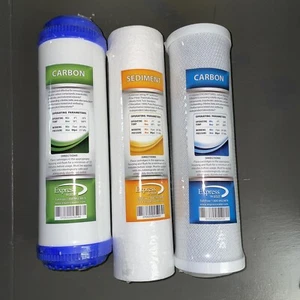 Express Water Set of 3 Replacement Water Filters 2 Carbon & 1 Sediment 10" - Picture 1 of 7