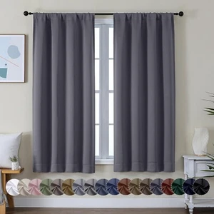 100% Blackout Opacas Cortinas 2 Paneles Set Para Ventanas De Tela 40X 63 Gris - Picture 1 of 8
