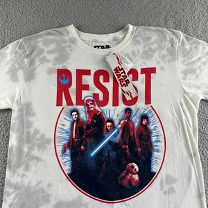 NEW Star Wars ThinkGeek T Shirt Mens Medium White Graphic Tee Resist Movie Hero - Picture 1 of 8
