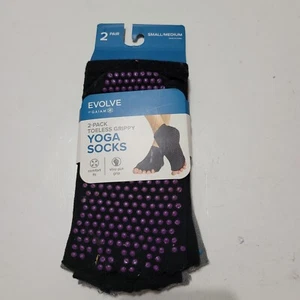 New Gaiam Evolve 2-Pack Toeless Grippy Yoga Socks, SM/M, Black And Grey - Picture 1 of 4