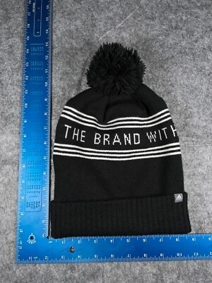 Бренд с 3 полосками Adidas Beanie Toque для взрослых OS черный вязаный акриловый помпон - Изображение 1 из 4