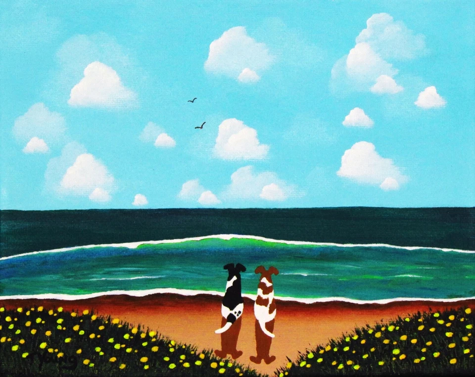 Smooth Fox Rat Jack Russell Terrier Dog Art PRINT Todd Young AT THE BEACH - Image 1 of 1