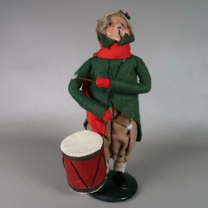 Vintage Byers Choice Christmas Caroler Little Drummer Boy Green Coat - No Label - Picture 1 of 10